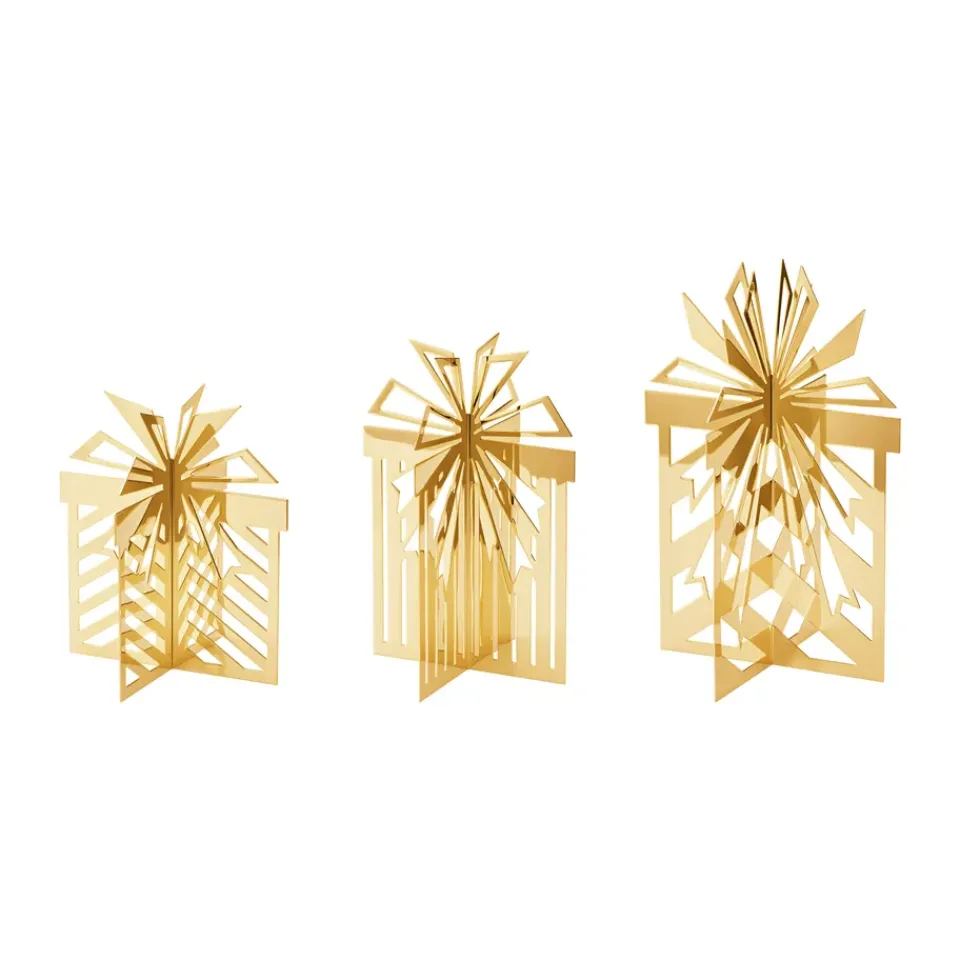 Georg Jensen 2025 Christmas decoration for the table, Christmas gift 3 pieces, Gold-plated stainless steel Gold-coloured New