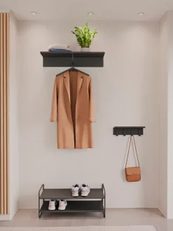 Zone Denmark A-Coat rack hat shelf, Svart Black Clearance