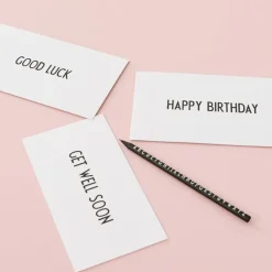 Design Letters AJ Vintage ABC card, Good Luck BlackWhite Clearance