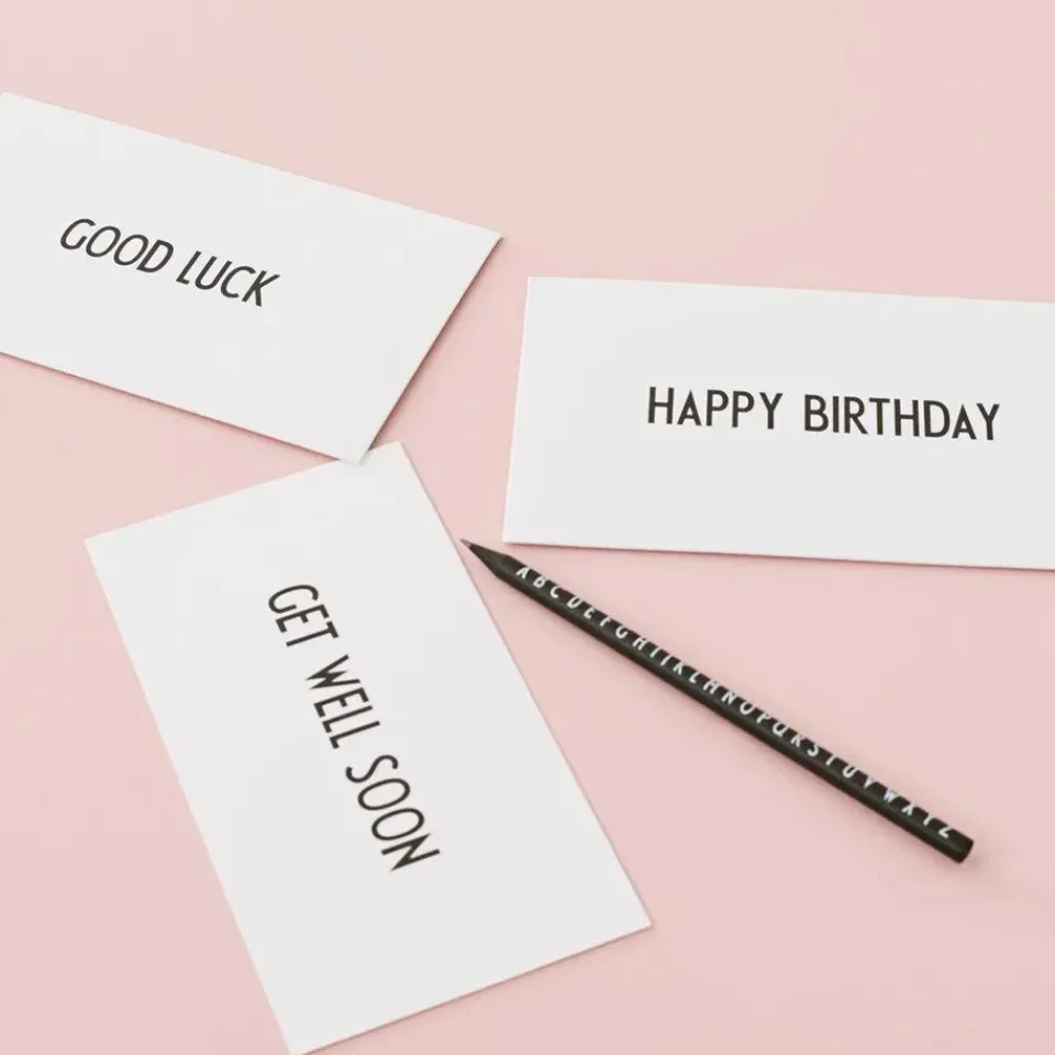 Design Letters AJ Vintage ABC card, Good Luck BlackWhite Clearance