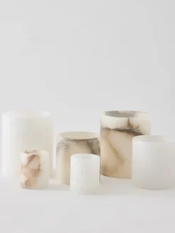 Tell Me More Alabaster candle holder, White-beige, XS 7.5 cm WhiteBeige Hot