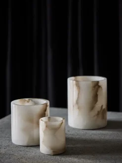 Tell Me More Alabaster candle holder, White-beige, XS 7.5 cm WhiteBeige Hot