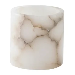 Tell Me More Alabaster candle holder, White-beige, S 10 cm WhiteBeige Discount