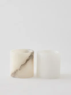 Tell Me More Alabaster candle holder, White-beige, S 10 cm WhiteBeige Discount