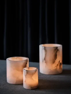 Tell Me More Alabaster candle holder, White-beige, S 10 cm WhiteBeige Discount