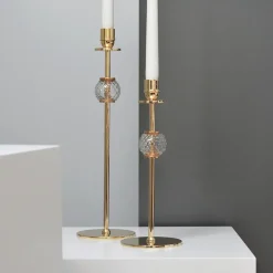 Hilke Collection Alba candle sticks 40 cm, Solid brass and glass Gold-coloured Sale