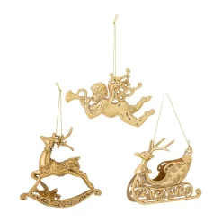 Bloomingville Anisa Christmas ornaments 3 pieces, Brass Gold-coloured Discount