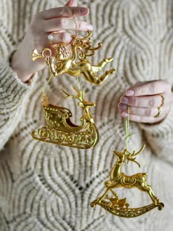 Bloomingville Anisa Christmas ornaments 3 pieces, Brass Gold-coloured Discount