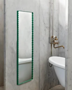HAY Arcs Mirror Rectangle M mirror 50x133.5 cm, Green Hot