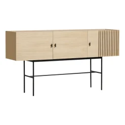 Woud Array side table, 180 cm, White pigmented oak BeigeBlack New