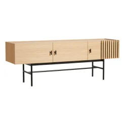Woud Array side table, low, 150 cm, White pigmented oak BeigeBlack New