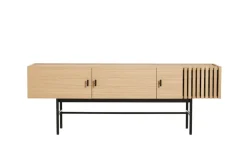 Woud Array side table, low, 150 cm, White pigmented oak BeigeBlack New