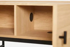 Woud Array side table, low, 150 cm, White pigmented oak BeigeBlack New