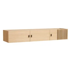 Woud Array sideboard wall-mounted, 150 cm, White pigmented oak BeigeBlack Sale