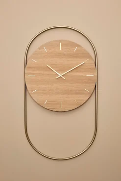 Andersen Furniture A-Wall wall clock 41x76 cm, Oak-brass Brown Clearance