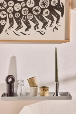 OYOY Bakku wall shelf small 16x50 cm, Aluminium Silver-coloured Clearance