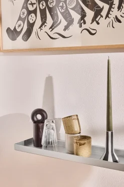 OYOY Bakku wall shelf small 16x50 cm, Aluminium Silver-coloured Clearance