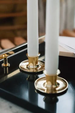 Hilke Collection Basso low candle sticks, Solid brass Gold-coloured New