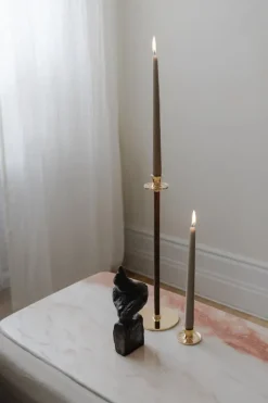 Hilke Collection Basso low candle sticks, Solid brass Gold-coloured New