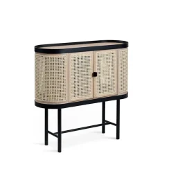 Warm Nordic Be My Guest bar cabinet, Rotting. White oiled oak. black steel stand Beige Outlet