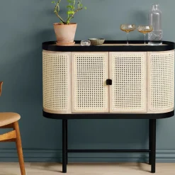 Warm Nordic Be My Guest bar cabinet, Rotting. White oiled oak. black steel stand Beige Outlet