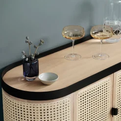 Warm Nordic Be My Guest bar cabinet, Rotting. White oiled oak. black steel stand Beige Outlet