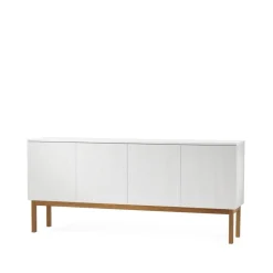A2 Beam side table, lacquer, stand in oiled oak White Hot