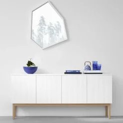 A2 Beam side table, lacquer, stand in oiled oak White Hot