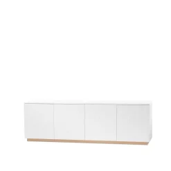 A2 Beam side table, lacquer, base in oiled oak White