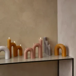 Broste Copenhagen Bend candle 14.5x16.5 cm, honey gold Orange Clearance