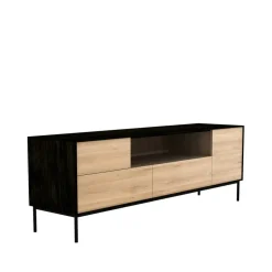 Ethnicraft Blackbird media unit, Black oak-Black metal legs Beige Clearance
