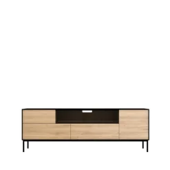 Ethnicraft Blackbird media unit, Black oak-Black metal legs Beige Clearance