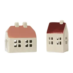Broste Copenhagen Bo decorative house 2 pieces, Nut Brown BeigePink Clearance