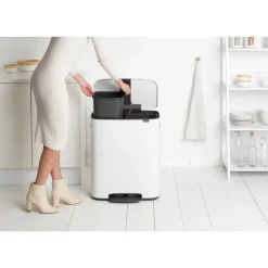 Brabantia Bo pedal bin 2x30 L, White Outlet