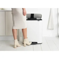 Brabantia Bo pedal bin 2x30 L, White Outlet