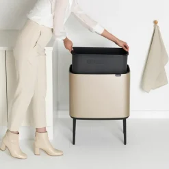 Brabantia Bo touch bin 36 litre, Metallic Gold BeigeBlack Discount