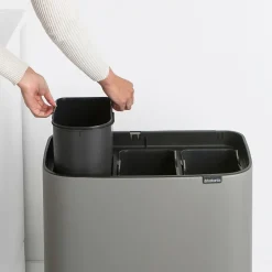 Brabantia Bo touch bin 3 x 11 litre, Mineral concrete Grey Hot