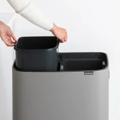 Brabantia Bo touch bin high 2x30 L, Mineral concrete Grey Outlet