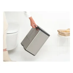 Brabantia Bo waste bin 12 L, Brushed steel - matte Blue Sale