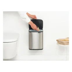 Brabantia Bo waste bin 7 L, Brushed steel - matte Blue Outlet