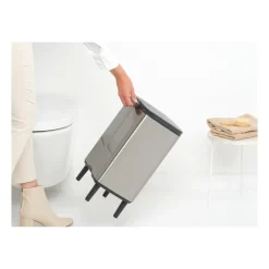 Brabantia Bo waste bin high 12 L, Brushed steel - matte Silver-coloured