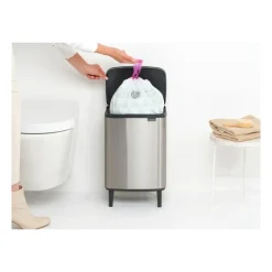 Brabantia Bo waste bin high 12 L, Brushed steel - matte Silver-coloured