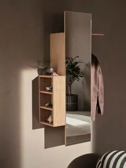 Ferm Living Bon hallway cabinet coat rack with mirror, Oiled Oak Brown Sale