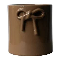 DBKD Bow pot Ø14 cm, Shiny Nougat Brown Hot