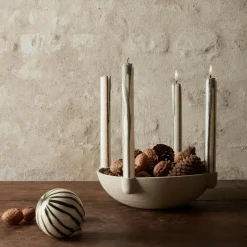 Ferm Living Bowl advent candle ceramic large Ø27 cm, light Grey Hot
