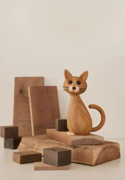 Spring Copenhagen Brave Cat decoration 24 cm Oak, Oak Beige Online