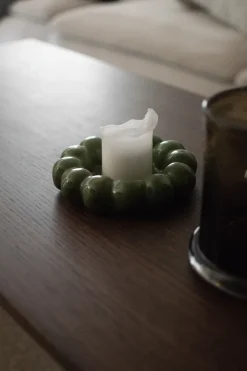 DBKD Bright candle tray Ø17 cm, Shiny Green Hot