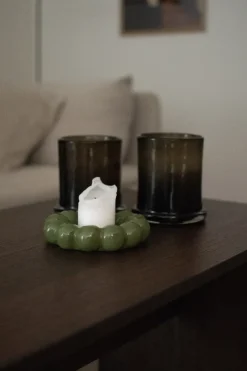 DBKD Bright candle tray Ø17 cm, Shiny Green Hot