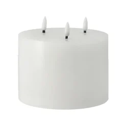 Scandi Essentials Bright Melt block candle LED 3 wicks 13 cm, White
