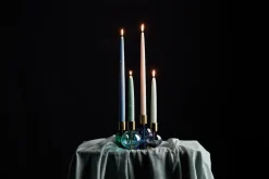 Holmegaard Bubble 4-arm candlestick Ø17.5x12 cm, Blue-green-smoke BlueGreenGrey Hot